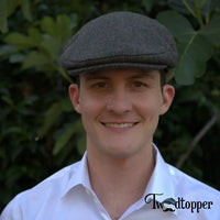 Thumbnail for Forest Green Herringbone 100% Wool Tweed Golfing Ivy Flat Cap