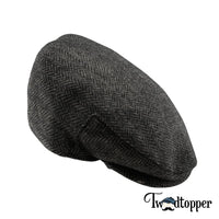 Thumbnail for PREORDER - Grey Herringbone 100% Wool Tweed Golfing Ivy Flat Cap