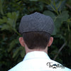 Grey Herringbone 100% Wool Tweed Golfing Ivy Flat Cap