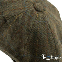 Thumbnail for Green Checkered 100% Wool Newsboy Golfing Flat Cap