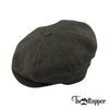 PREORDER - Olive Green Herringbone 100% Wool Newsboy Golfing Flat Cap