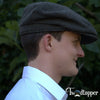 PREORDER - Olive Green Herringbone 100% Wool Newsboy Golfing Flat Cap