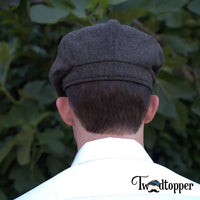 Thumbnail for PREORDER - Olive Green Herringbone 100% Wool Newsboy Golfing Flat Cap