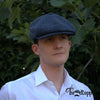 PREORDER - Blue Navy Herringbone 100% Wool Tweed Golfing Newsboy Cap