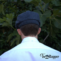 Thumbnail for PREORDER - Blue Navy Herringbone 100% Wool Tweed Golfing Newsboy Cap