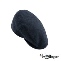 Thumbnail for PREORDER - Navy Herringbone 100% Wool Tweed Golfing Ivy Flat Cap