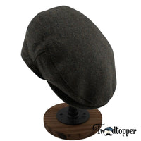 Thumbnail for PREORDER - Forest Green Herringbone 100% Wool Tweed Golfing Ivy Flat Cap