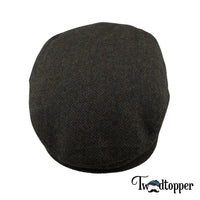 Thumbnail for PREORDER - Forest Green Herringbone 100% Wool Tweed Golfing Ivy Flat Cap