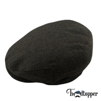 Thumbnail for PREORDER - Forest Green Herringbone 100% Wool Tweed Golfing Ivy Flat Cap