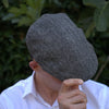 PREORDER - Grey Herringbone 100% Wool Tweed Golfing Ivy Flat Cap