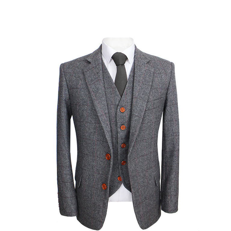 Prince Of Wales Grey Herringbone Tweed 3 Piece Suit – Tweedmaker