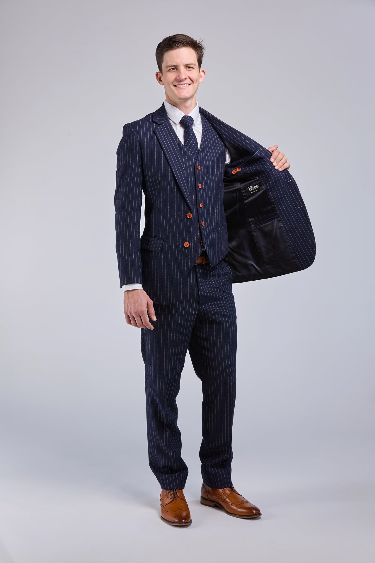 Navy Wool Stripe 3 Piece Suit *NEW*