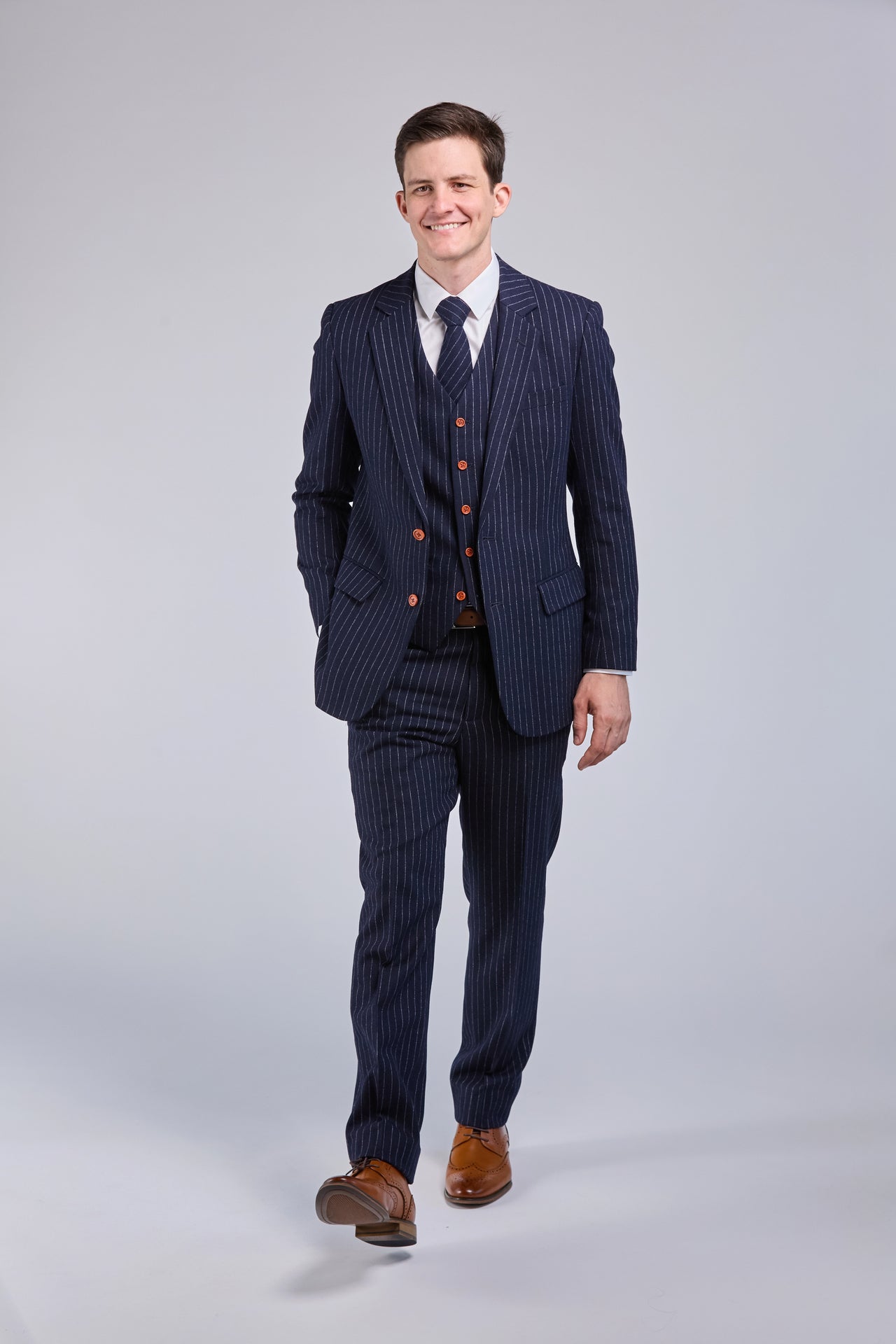 Navy Wool Stripe 3 Piece Suit *NEW*