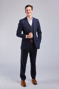 Thumbnail for Navy Wool Stripe 3 Piece Suit *NEW*