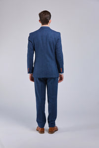 Thumbnail for Blue Herringbone Tweed 3 Piece Suit