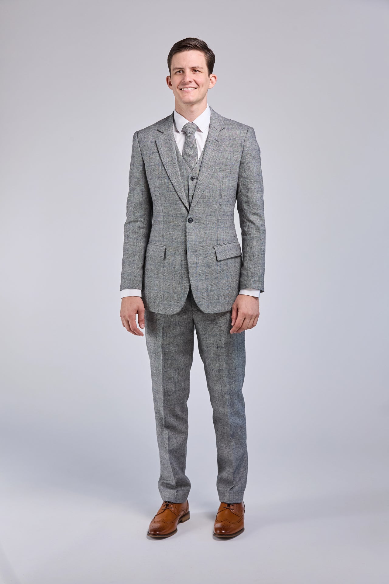 Retro Grey Wool 3 Piece Suit