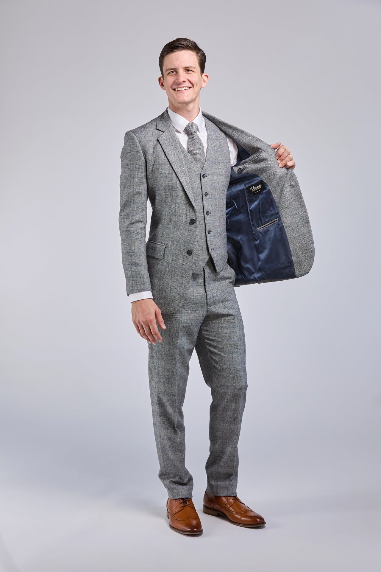 Retro Grey Wool 3 Piece Suit