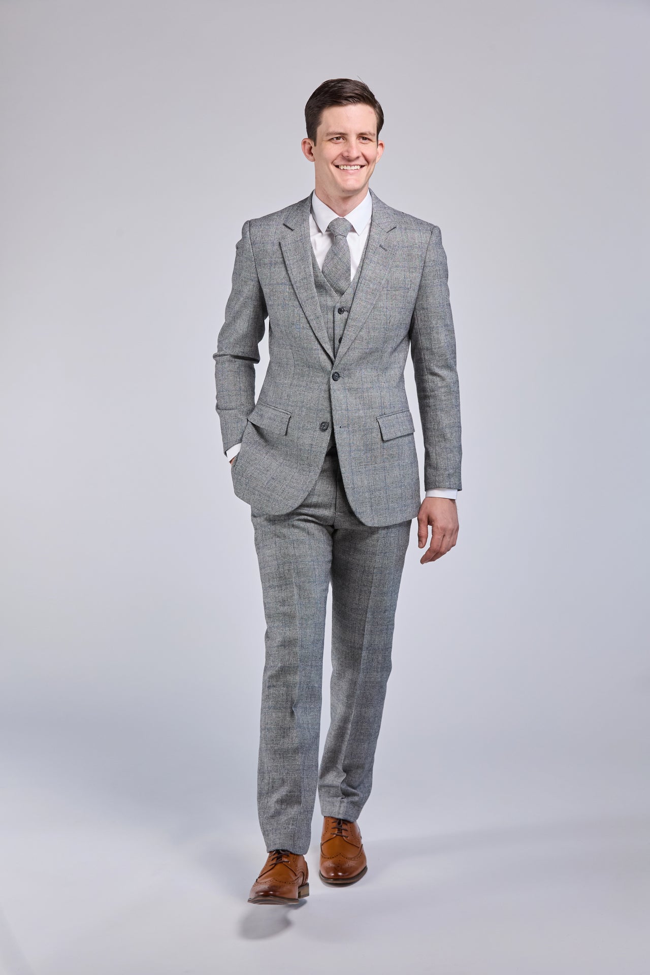 Retro Grey Wool 3 Piece Suit