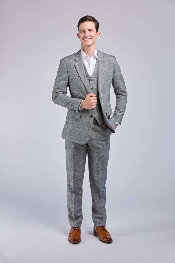 Retro Grey Wool 3 Piece Suit