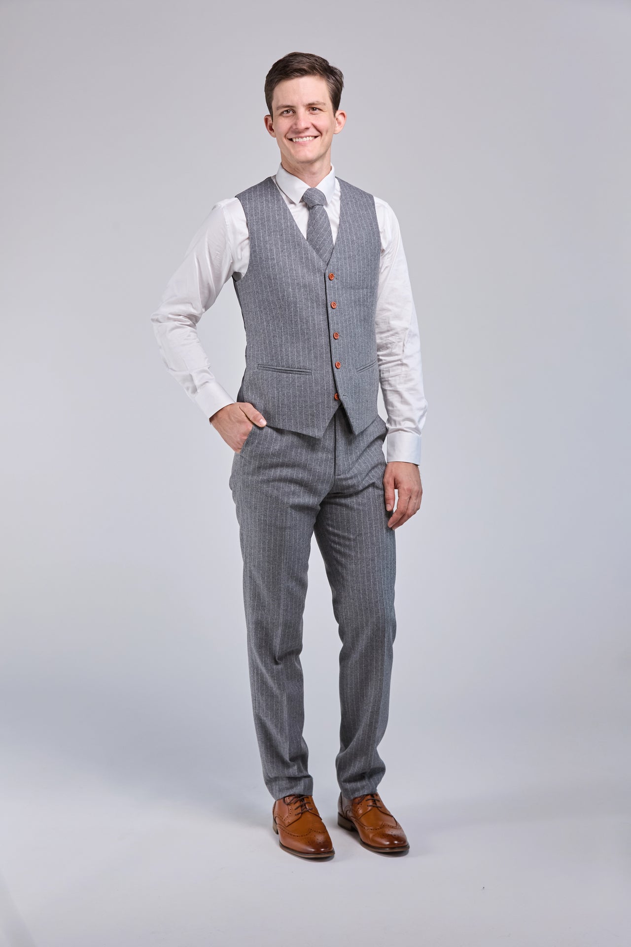 Grey Wool Stripe 3 Piece Suit *NEW*