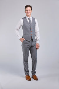 Thumbnail for Grey Wool Stripe 3 Piece Suit *NEW*