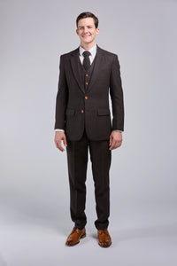 Thumbnail for Dark Brown Herringbone Tweed 3 Piece Suit