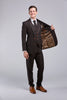 Dark Brown Herringbone Tweed 3 Piece Suit