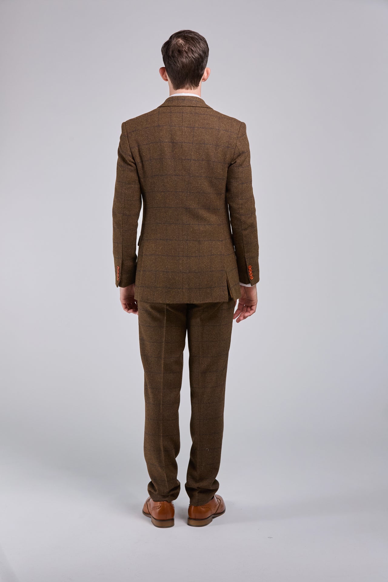 Brown Check Tweed 3 Piece Suit