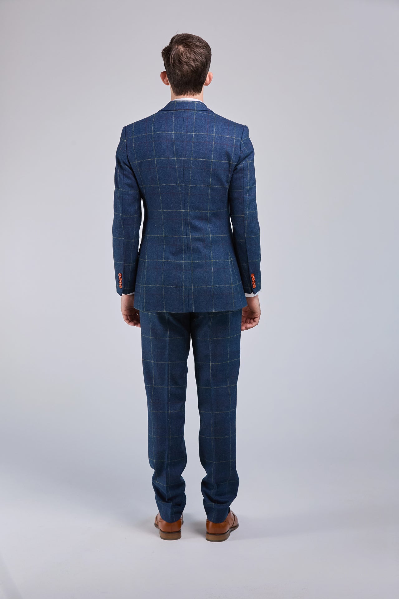 Retro Blue Check Tweed 3 Piece Suit