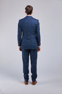 Thumbnail for Retro Blue Check Tweed 3 Piece Suit