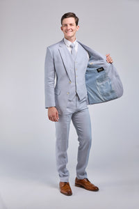 Thumbnail for Light Blue Linen 3 Piece Suit