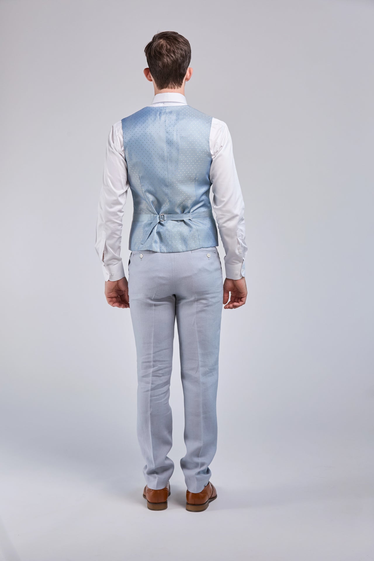 Light Blue Linen 3 Piece Suit