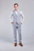 Light Blue Linen 3 Piece Suit