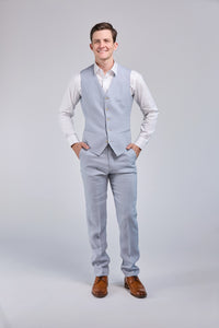 Thumbnail for Light Blue Linen 3 Piece Suit