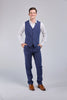 Navy Pinstripe Linen 3 Piece Suit