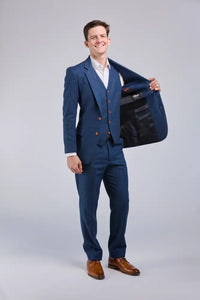 Thumbnail for Blue Herringbone Tweed 3 Piece Suit Suits