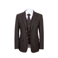 Thumbnail for Dark Brown Herringbonetweed 3 Piece Suit Suits