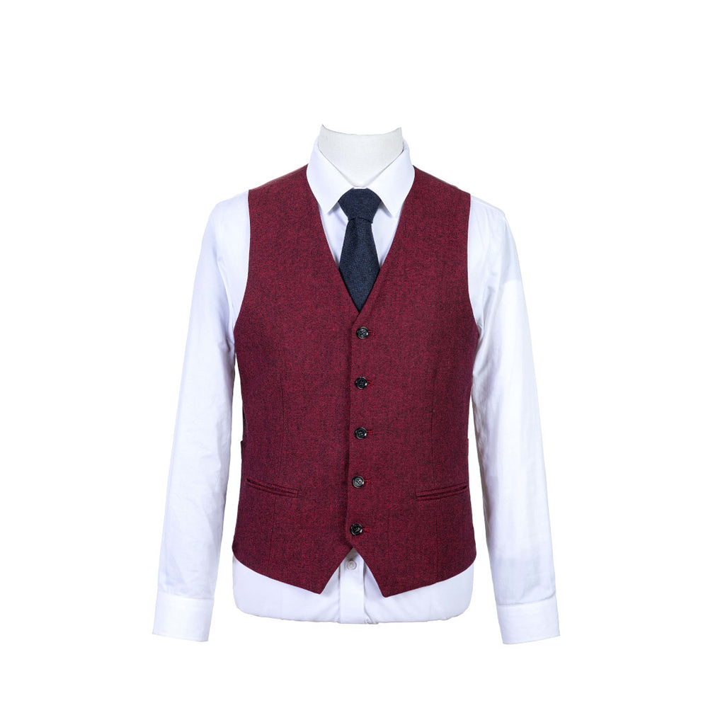 Red Classic Tweed Waistcoat Only USA Clearance