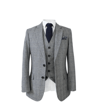 Thumbnail for Retro Grey Wool Jacket & Waistcoat USA Clearance