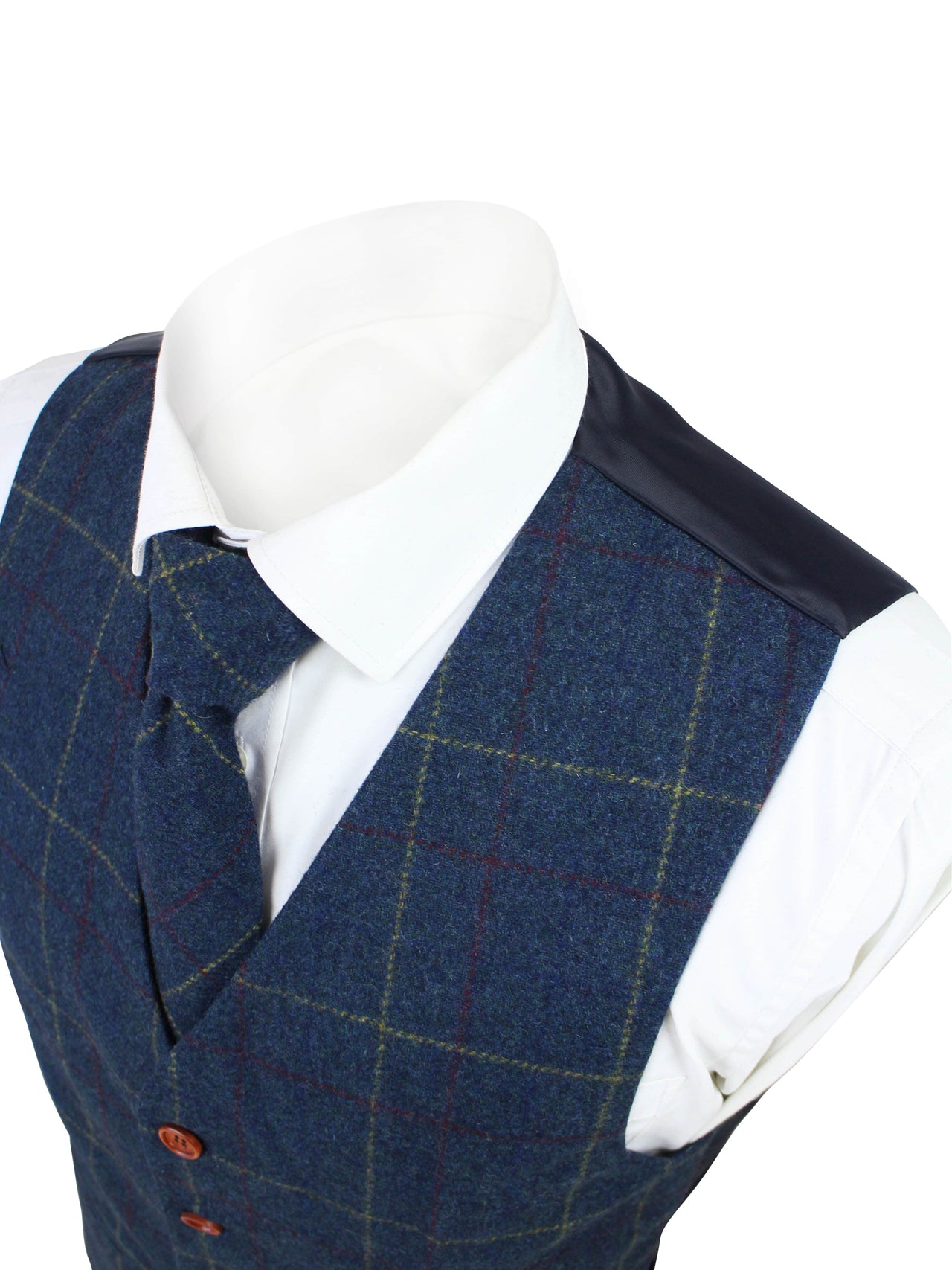 Retro Blue Check Tweed Jacket & Waistcoat USA Clearance