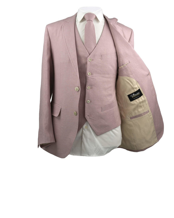 Pink Linen 3 Piece Suit - Tweedmaker