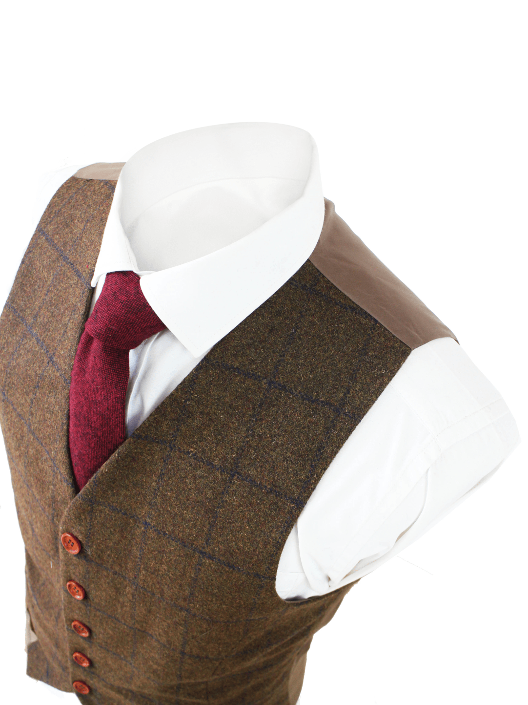 Brown Check Tweed Waistcoat Only USA Clearance